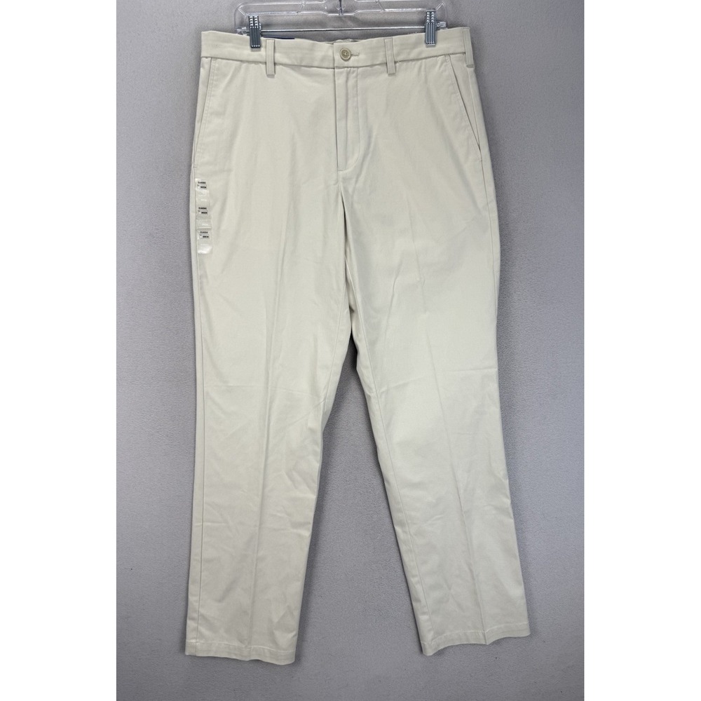 Croft & Barrow Men's 34x34 Khaki Classic Fit Flat Front Stretch Dress Pants NWT